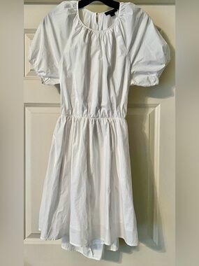 J. Crew Cotton Poplin Cut Out
Back With Ties Size 6 Puff Sleeve A Line Mini